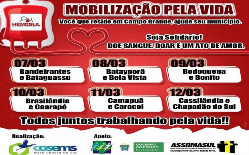 Mobilização pela vida acontece neste sábado (12) em Campo Grande!